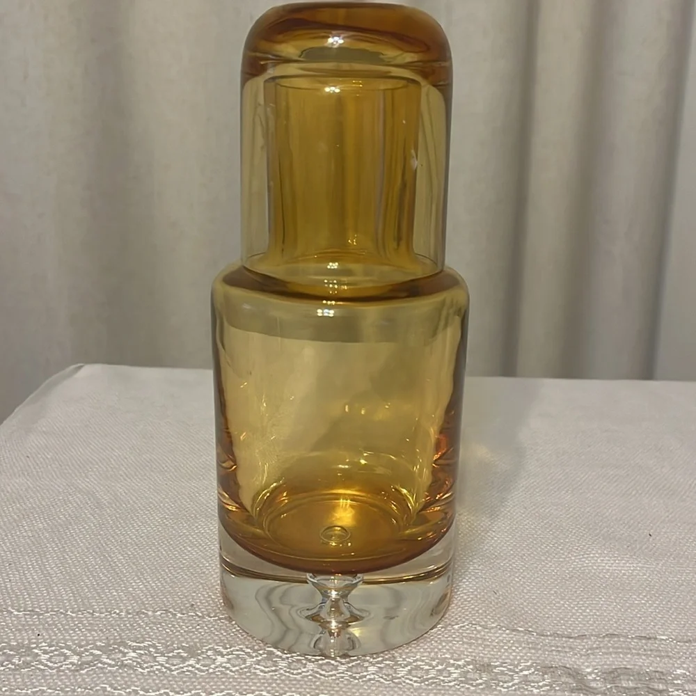 Amber Glass Carafe and Tumbler Set